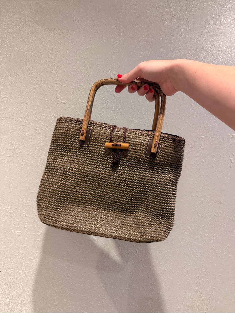 Naturalizer Woven Straw Top-Handle Bag in Olive Green